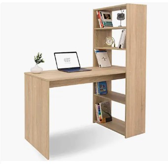 escritorio con estanteria de madera