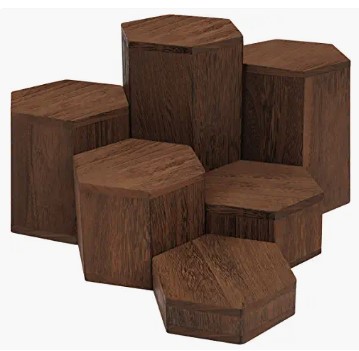 expositor hexagonal de madera