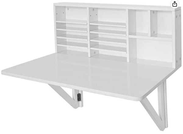 mesa abatible de pared con estante integrado