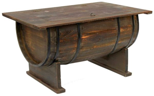 mesa auxiliar barril madera