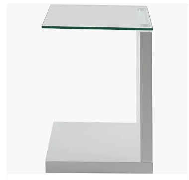 mesa auxiliar cristal blanca