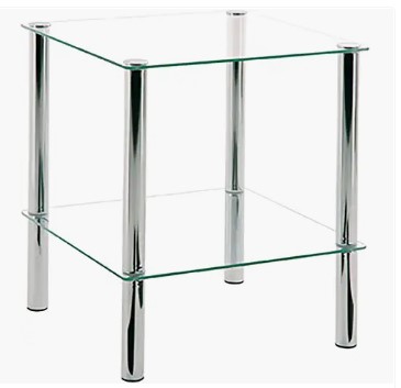 mesa auxiliar cristal cuadrada