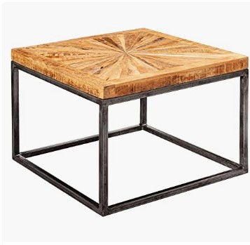 mesa auxiliar cuadrada metal y madera