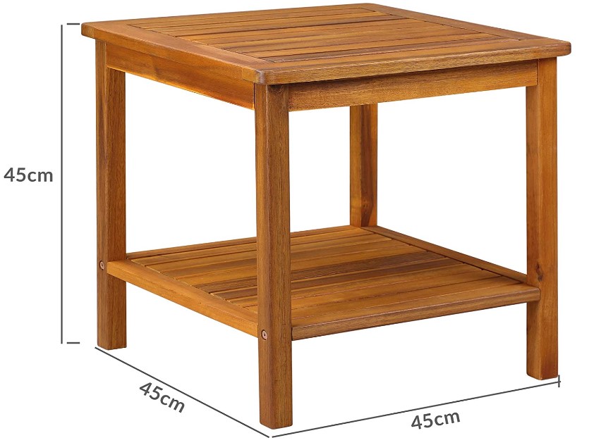 mesa auxiliar exterior de madera