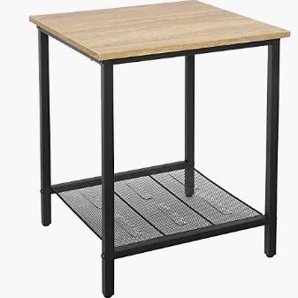 mesa auxiliar madera y acero