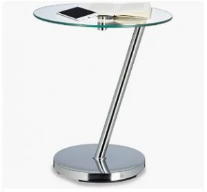 mesa auxiliar metal y cristal