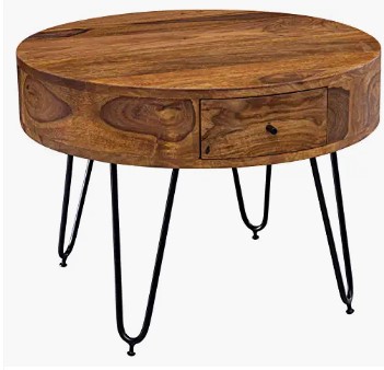 mesa auxiliar redonda de madera