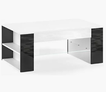 mesa baja de salon blanco y negro