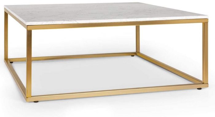 mesa de centro cristal dorada y marmol