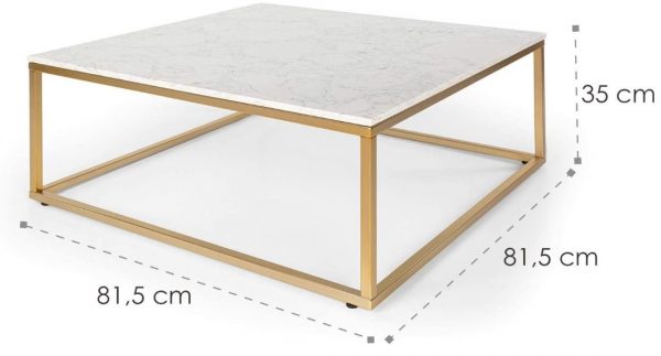 mesa de centro dorada marmol y cristal medidas