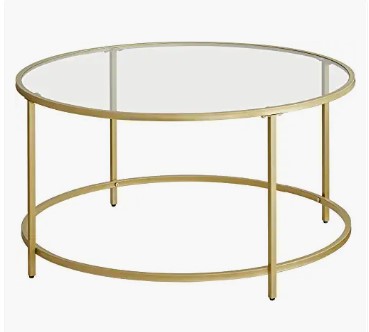 mesa de centro redonda dorada