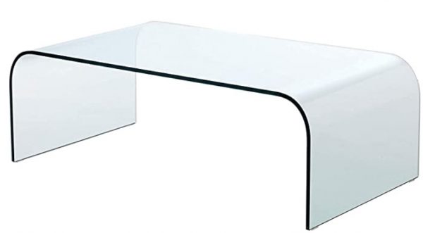 mesa de salon curva de cristal