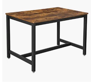 mesa rectangular negra y madera