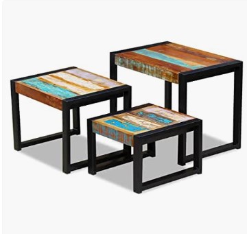 mesas anidadas de madera reciclada